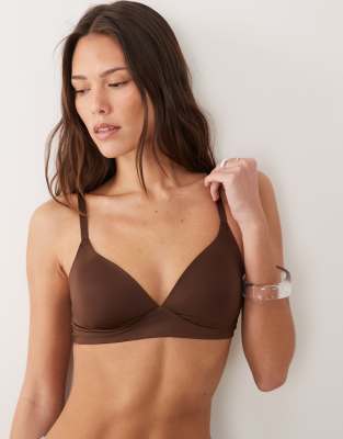 Lindex Shiny Satin Soft Bralet In Brown