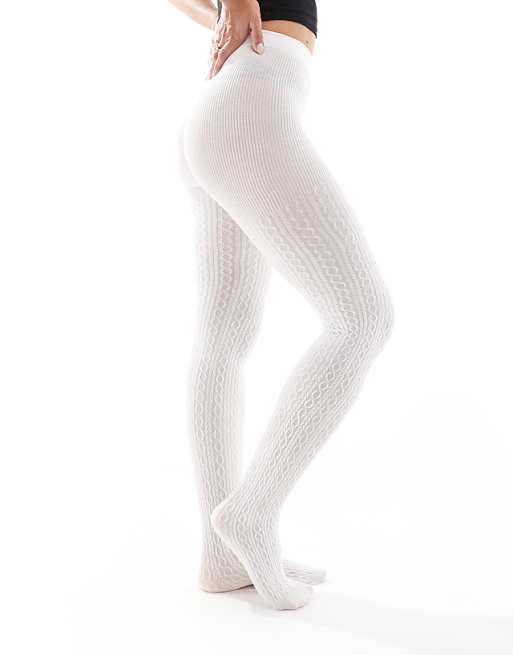 WHITE CABLE KNIT TIGHTS WHITE CABLE KNIT TIGHTS