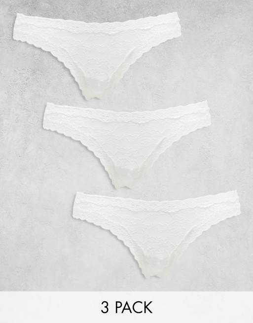 Lindex Vera 2-pack rib thong in white