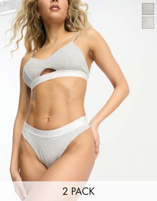 Lindex Lindex So U Stella 2-pack thong in grey-White
