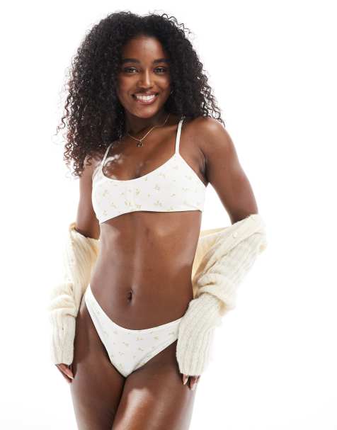 Lindex soft lingerie set in yellow floral print - view 1