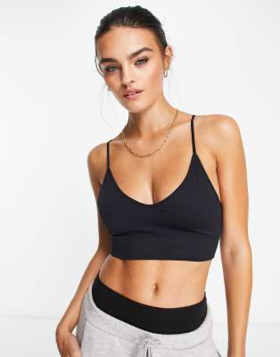 Black Soft Rib Cami Crop Top