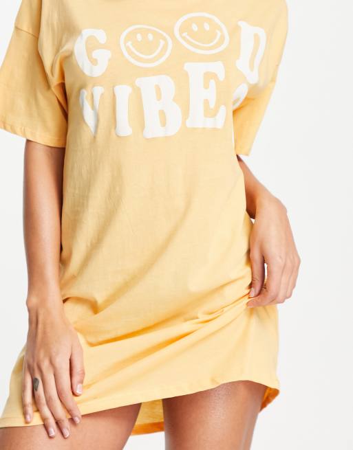 Lindex SoU cotton mini night dress in orange good vibes print - ORANGE, 4 of 4