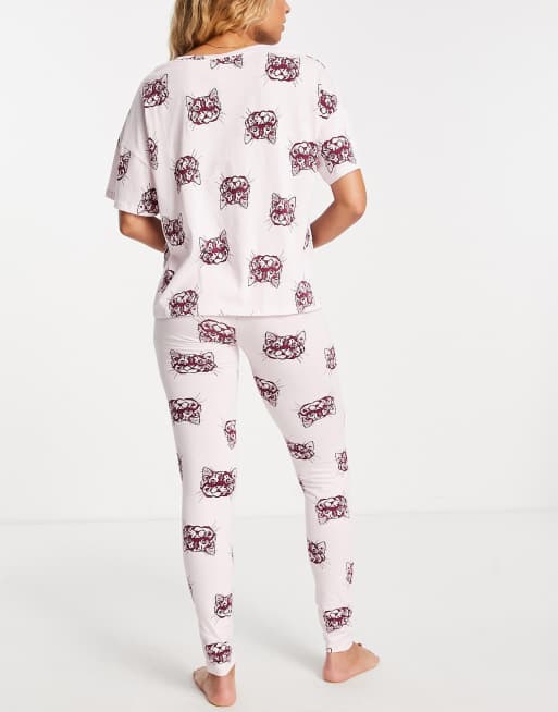 Women Printed Medium Pink Cotton Lounge Pants