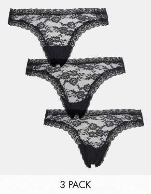 Panties Tommy Hilfiger Lace 3 Pack Thong Black/ Black/ Black