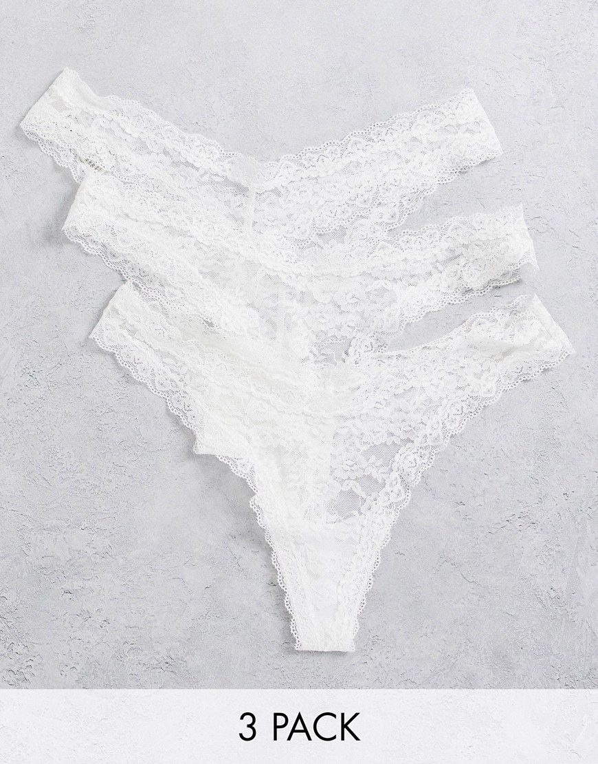 Lindex SoU Dana 3 pack lace thong in white