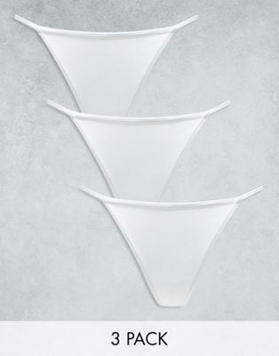 Lindex Jenniann 3-pack Tanga Lace Thong In White