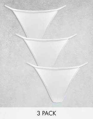 Lindex SoU Jenianne cotton 3 pack tanga side thong in white - ASOS Price Checker