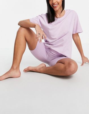 Femme Lindex - SoU Katie - Ensemble t-shirt oversize et short legging en coton biologique - Lilas