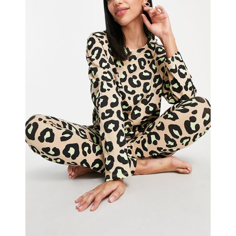 Intimo e abbigliamento notte Donna Lindex - SoU Zoe - Pigiama in cotone organico con stampa leopardata 