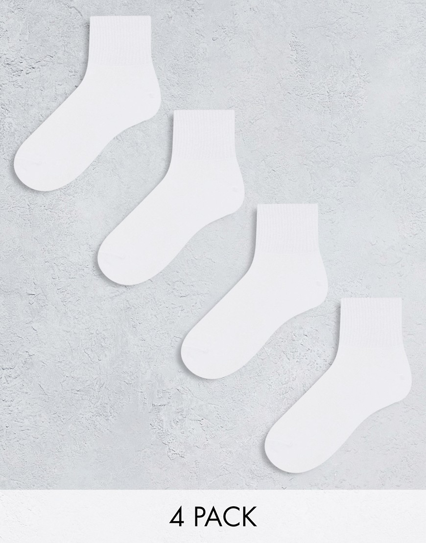 Lindex Sporty Ribbed Ankle Sock 4 Pack In White