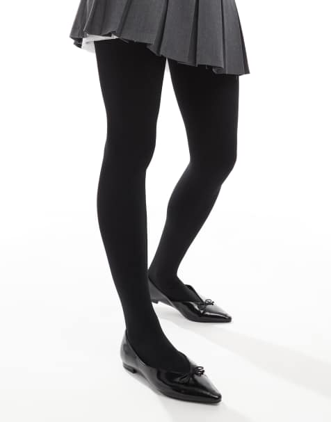 Lindex stay warm fleece lined tights in black - view 1