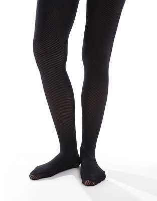 Lindex - Strumpfhose in Schwarz mit Chevron-Muster, 60 DEN