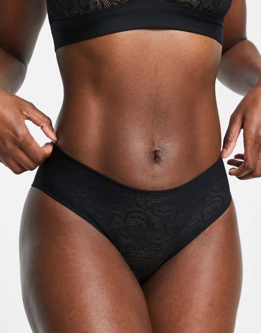 Lindex super soft nylon blend barely-there lace brazilian brief in black -  BLACK, ASOS