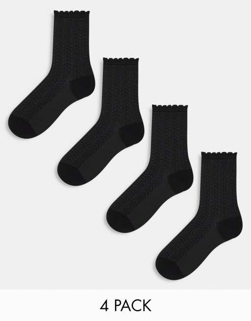 Lindex – Svarta, strukturerade strumpor med uddkant, 4-pack
