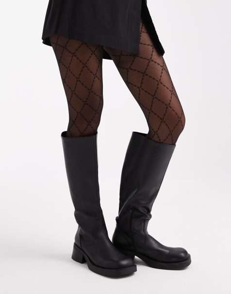 Lindex – Svarta tights i mesh med argylemönster, 40 denier - view 1