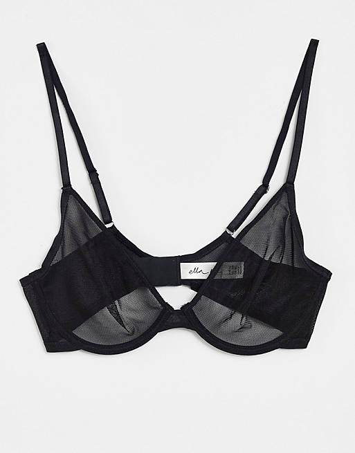 Lindex Tina sheer mesh underwired bra in black