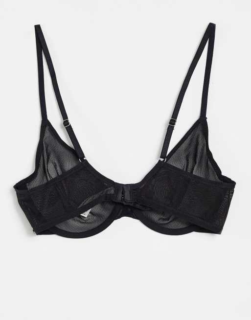 Lindex Tina sheer mesh underwired bra in black, 2 of 4