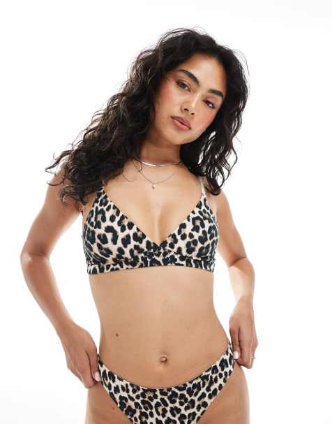 Lindex triangle bralet in leopard print - view 1