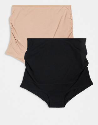 Lindex - Umstandsmode - 3er-Pack Slips in Schwarz/Beige-Bunt