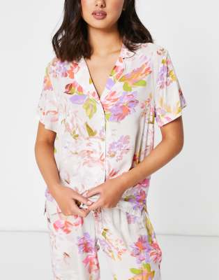 Lindex viscose peony print revere pyjama top - MULTI - ASOS Price Checker