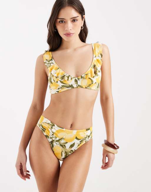 Lindex – Vit, flerfärgad, citronmönstrad bikini, 3 av 3