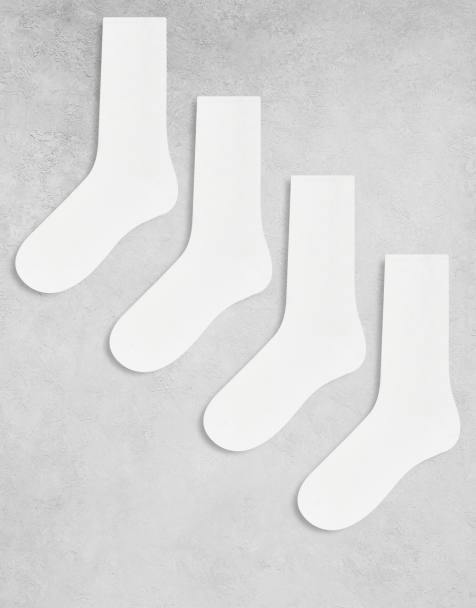 Lindex – Vita, grova, ribbade strumpor, 4-pack - view 1