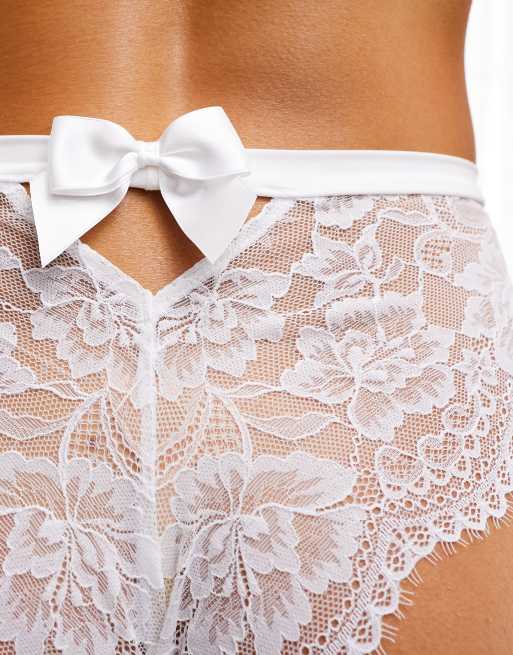 Lindex – Vita trosor i brazilian-modell med rosett baktill, 3 av 4
