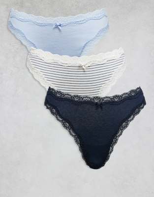 Lindex Wilma 3 Pack Thongs In Multi