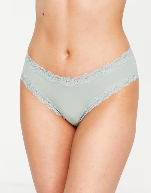 Lindex Wilma brazilian briefs with lace trim in dusty blue