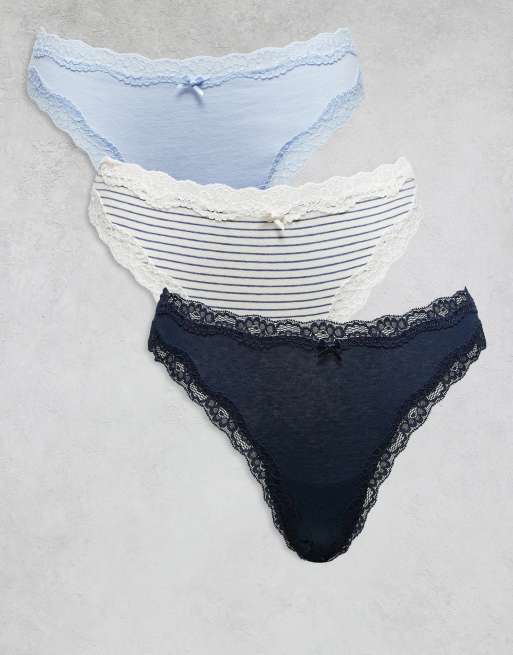 Lindex - Wilma - Confezione da 3 perizomi blu multicolore