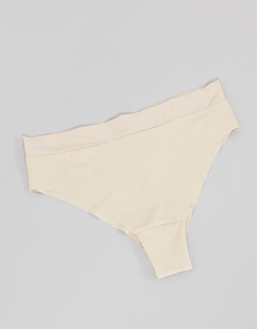 Lindex – Wysoko wycięte niewidoczne figi brazylijskie z podwyższonym stanem, z poliestru – BEIGE