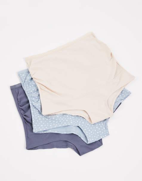 Lindex - Zwangerschapskleding - Set van 3 onderbroeken in blauw en crème - view 1