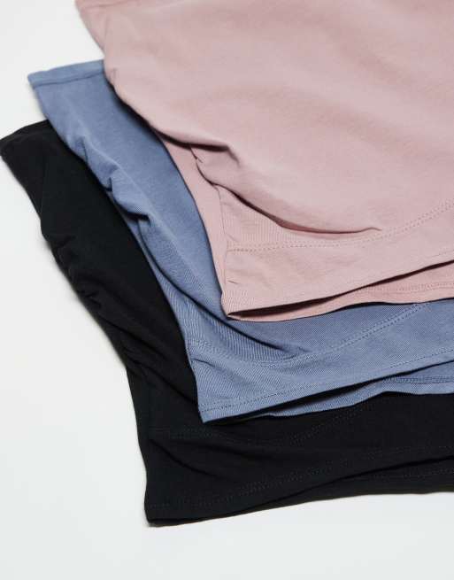 Lindex - Zwangerschapskleding - Set van 3 slips met hoge taille in roze en blauw, 3 van 3