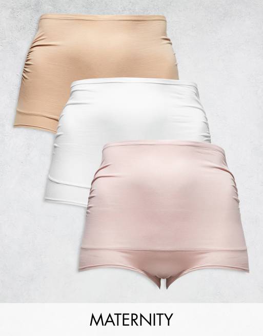 Lindex - Zwangerschapskleding - Set van 3 slips met hoge taille in zwart en beige