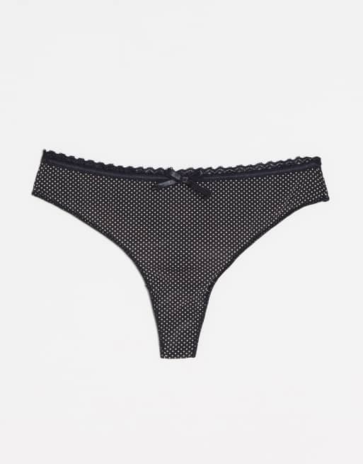 Lingadore - String in zwart met stippen