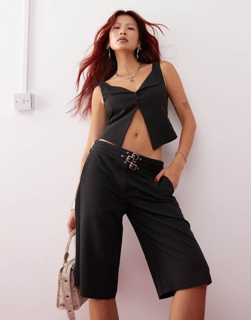 Lioness 90s strappy top and low waisted shorts set in black