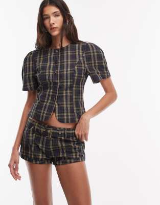 Lioness Afterglow Cotton Rich Belt Detail Mini Short Co-ord In Purple