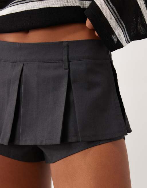 Lioness Allure pleated ultra mini skort in dark grey, 4 of 5