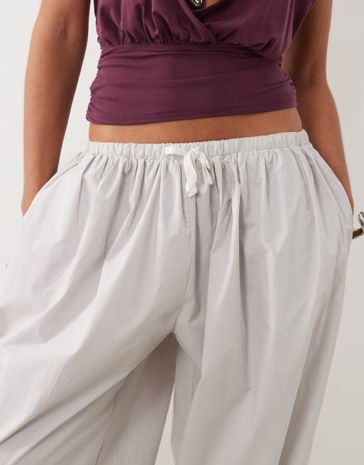 Lioness – Aura – Ballonhose aus reiner Baumwolle in Aschgrau mit weitem Bein und Bindegürtel, 4 von 5