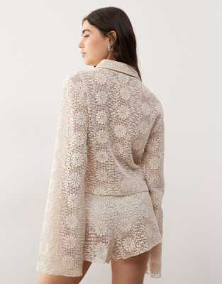 Lioness Babydoll Floral Cotton Crochet Bell Sleeve Button Through Shirt