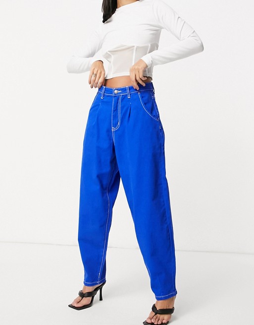 Lioness balloon leg jeans in cobalt co-ord