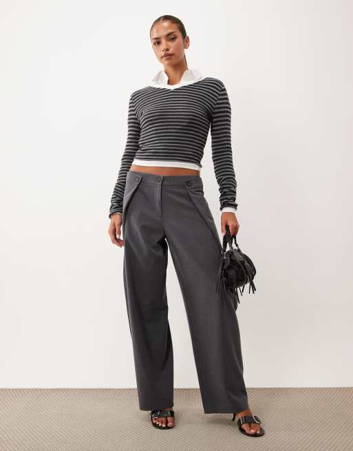 Lioness Barbie v-neck long sleeve top in midnight stripe, 2 of 4