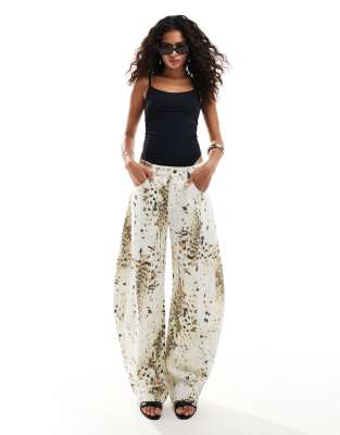 Leopard Print Barrel Jeans main image 0