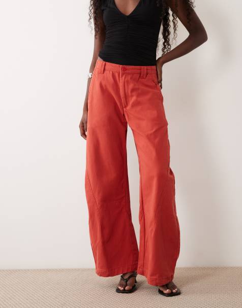 Lioness barrel leg jeans in karmozijnrood - view 1