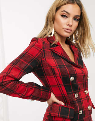 red plaid blazer dress