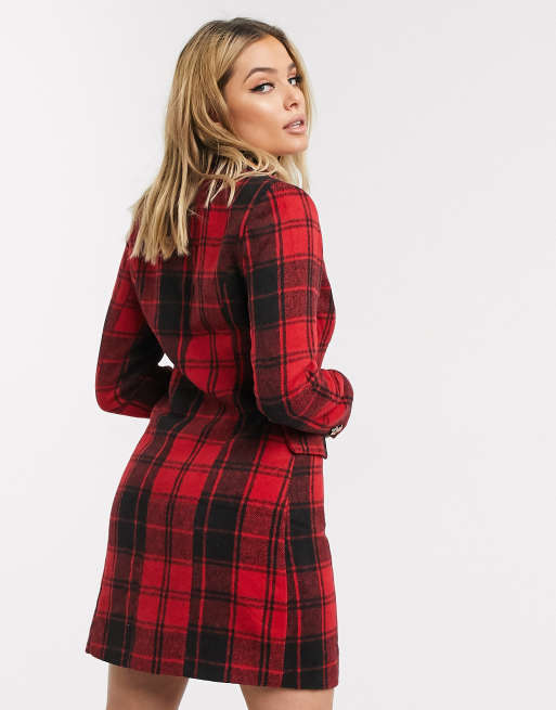 Red checked 2024 blazer dress