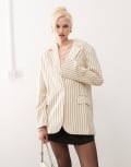 [Lioness] Lioness blazer in cream stripe-White 6 Cream stripe