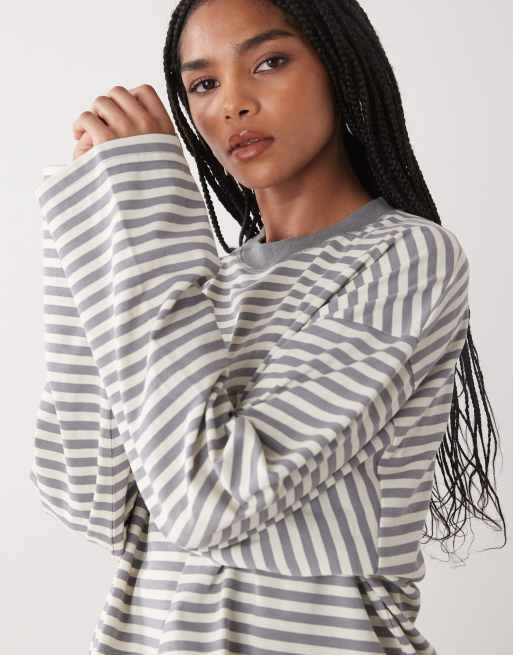Lioness Bloom cotton blend long sleeve crew neck boxy T-shirt in