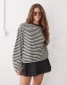 Lioness Bloom long sleeve crew neck boxy T-shirt in beige & navy stripe
